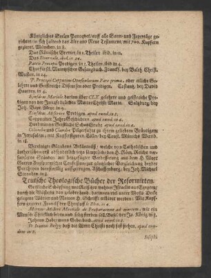 Teutsche Theologische Bücher der Reformirten.