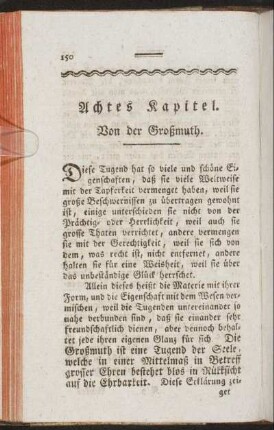 Achtes Kapitel. Von der Großmuth.