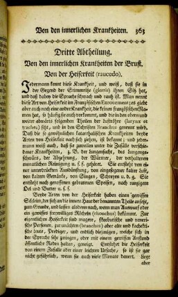 Dritte Abtheilung. Von den innerlichen Krankheiten der Brust
