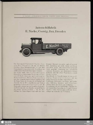 Automobilfabrik E. Nacke, Coswig, (Bez. Dresden)