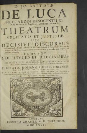 15: I. De judiciis et judicialibus, hoc est, de sententia et rejudicata, executione, attentatis ...