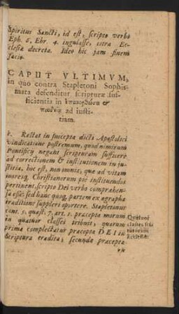 Caput Ultimum, in quo contra Stapletoni Sophismata defenditur scripturae sufficientia in ...