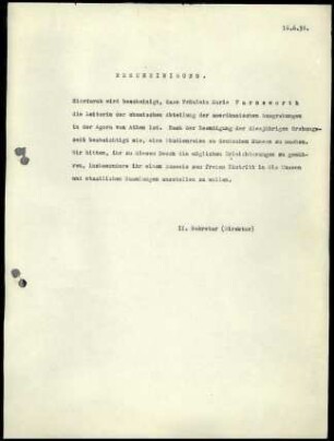 Bescheinigung M. Farnsworth
