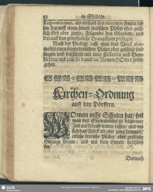 Kirchen-Ordnung auff den Dörffern