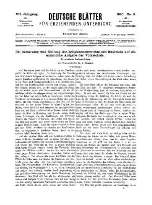 Die Gestaltung und Stellung des Religionsunterrichts mit Rücksicht auf die erziehliche Aufgabe der Volksschule : (Fortsetzung)