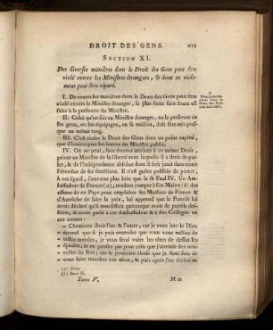 Section XI. Des diverses manières dont le droit des Gens peut être violé envers les Ministres étrangers, & dont ce violement peut être réparé