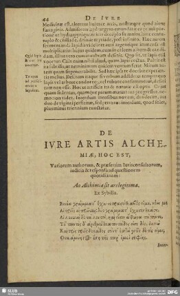 De Iure Artis Alchemiae