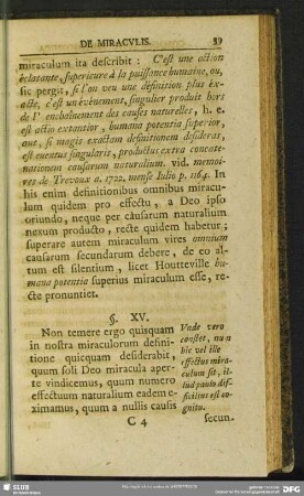 §. XV. Unde vero constet, num hic vel ille effectus miraculum sit, illud paulo difficilius est cognitu