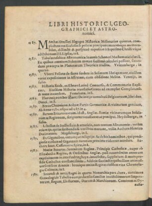 Libri Historici, Geographici Et Astronomici.