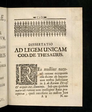 3-39, Dissertatio ad Legem Unicam Cod. de Thesauris