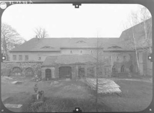 Zittau, Klosterstraße 3. Ehem. Franziskanerkloster. Ostflügel (Umbau 1884, 1936, Städtische Museen). Hoffront