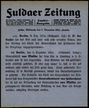 Zweite Ausgabe vom Mittwoch, den 09. Dezember 1914.