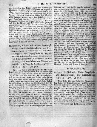 Magdeburg, b.  Joh. Werner Streithorsts, König!. Preuss. Consistorialraths und Ober- dompredigers zu Halberstadt etc. hinterlassne Aufsätze über Gegenstände der populären und Lebensphilosophie, herausgegeben von J. H. Hildebrand, Conventual zu Kloster Berge und Oberlehrer am Pädagogium daselbst. 6 S. Vorrede des Herausgebers u. 151 S. 8. 1801.