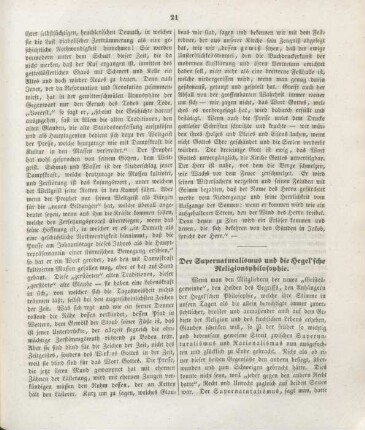 21-24 Der Supernaturalismus und die Hegel'sche Religionsphilosophie
