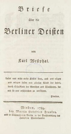 Briefe über die Berliner Deisten