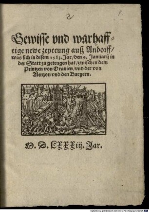 Gewisse Zeitung auß Andorff, was sich ... 1583 den 9. Jan. ... zugetragen hat