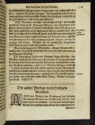 Die ander Predigt/ vom heiligen Abendmal.