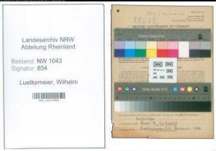 Entnazifizierung Wilhelm Luetkemeier , geb. 16.10.1906 (Angestellter)
