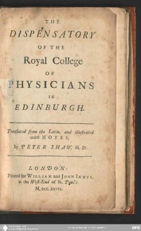 The dispensatory of the Royal College of Physicians in Edinburgh
