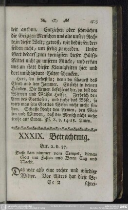 XXXIX. Betrachtung. Luc. 2. v. 37.