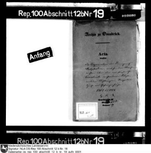 Die Organisation des Königreichs Westfalen insbesondere Nachrichten über die im Fürstentum Osnabrück vorhandenen Klöster, milden Stiftungen, Hospitäler, Zucht- und Gefangenenhäuser