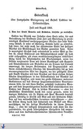 Gedenkbuch über stattgehabe Einlagerungen.