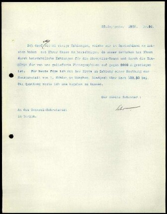 Bericht des zweiten Sekretars an das General-Sekretariat