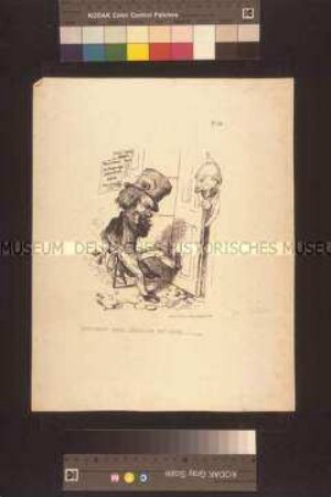 Donnerwetter, meinen Zahnstocher her (Nr. 56) - Karikatur auf den Ministerpräsidenten Schmerling mit Bezug auf die Entwaffnung der Bürgerwehr im September 1848