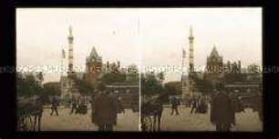 Soldiers & Sailors Monument und alte Bibliothek auf dem Lavayette Square in Buffalo