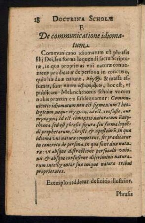 F. De communicatione idiomatum.