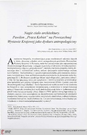 71: Nagie ciało architektury : pawilon "Praca Kobiet" na Powszechnej Wystawie Krajowej jako dyskurs antropologiczny =