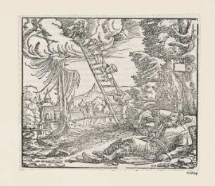 Jakobs Traum, aus: Martin Luther, "Biblia: Das ist: Die gantze heilige Schrifft: Deudsch", Wittenberg 1561, S. 16 verso
