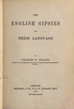 The English gipsies and their language