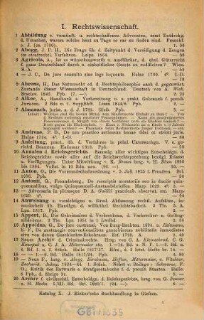 Katalog ... : J. Ricker'sche Buchhandlung in Gießen. [Sp. auch m. versch. Tit.] [Umschlagt.], 10