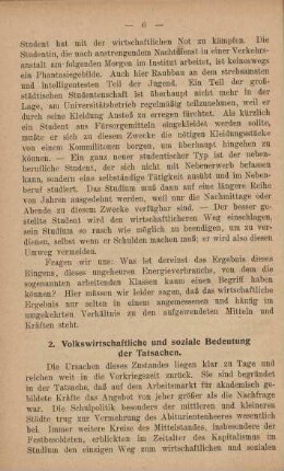 2. Volkswirtschaftliche und soziale Bedeutung der Tatsachen