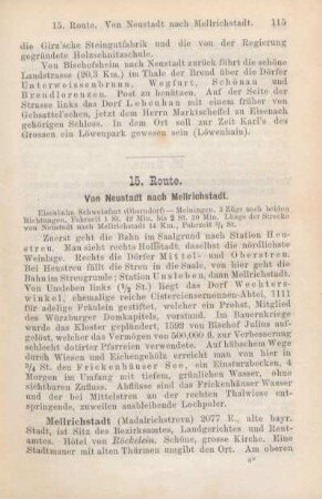 15. Route. Von Neustadt nach Mellrichstadt.