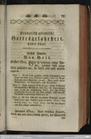 Dogmatisch polemische Gottesgelahrheit. Erster Theil