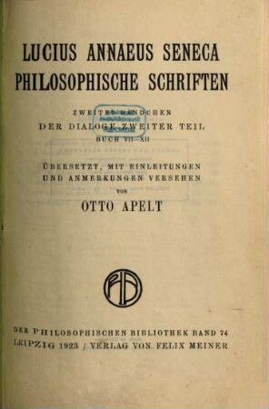 Philosophische Schriften, 2. Der Dialoge zweiter Teil, Buch VII - XII