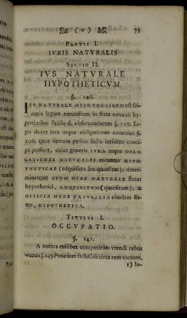 Sectio II. Ius Naturale Hypotheticum.