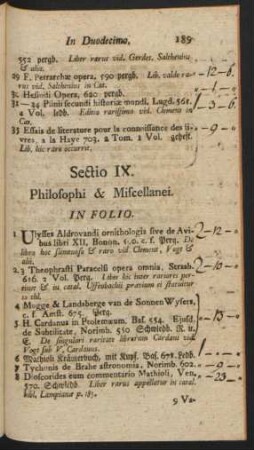 Sectio IX. Philosophi & Miscellanei.