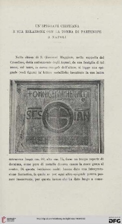 15: Un' epigrafe cristiana e sua relazione con la tomba di Partenope a Napoli