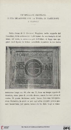 15: Un' epigrafe cristiana e sua relazione con la tomba di Partenope a Napoli