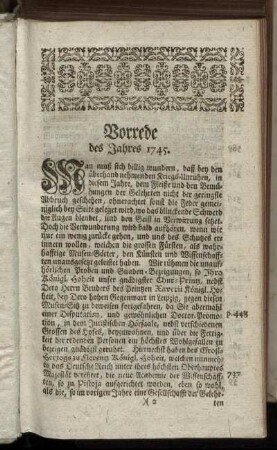 Vorrede des Jahres 1745.