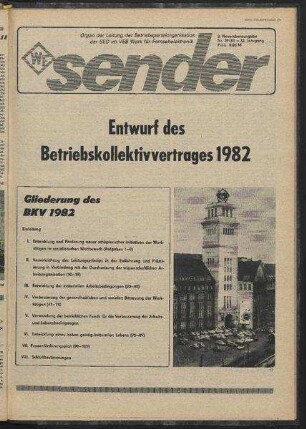 Betriebszeitung 'WF-Sender', Nr.39/1981 (2. Novemberausgabe 1981)