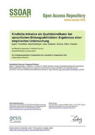 Kindliche Initiative als Qualitätsindikator bei sprachlichen Bildungsaktivitäten: Ergebnisse einer empirischen Untersuchung