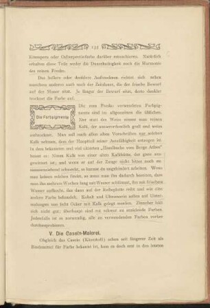 V. Die Casein-Malerei.