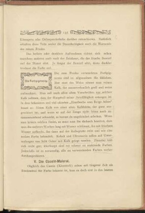 V. Die Casein-Malerei.