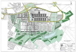 Hansjakob, Gottfried; München - Riem; Neue Messe München, Messestadt Riem - Messestadt Riem - Landschaftspark (Lageplan)