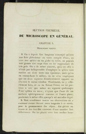 SECTION PREMIÈRE. DU MICROSCOPE EN GÉNÉRAL