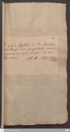 Testimonium von August Hermann Francke für Samuel Roeseler.